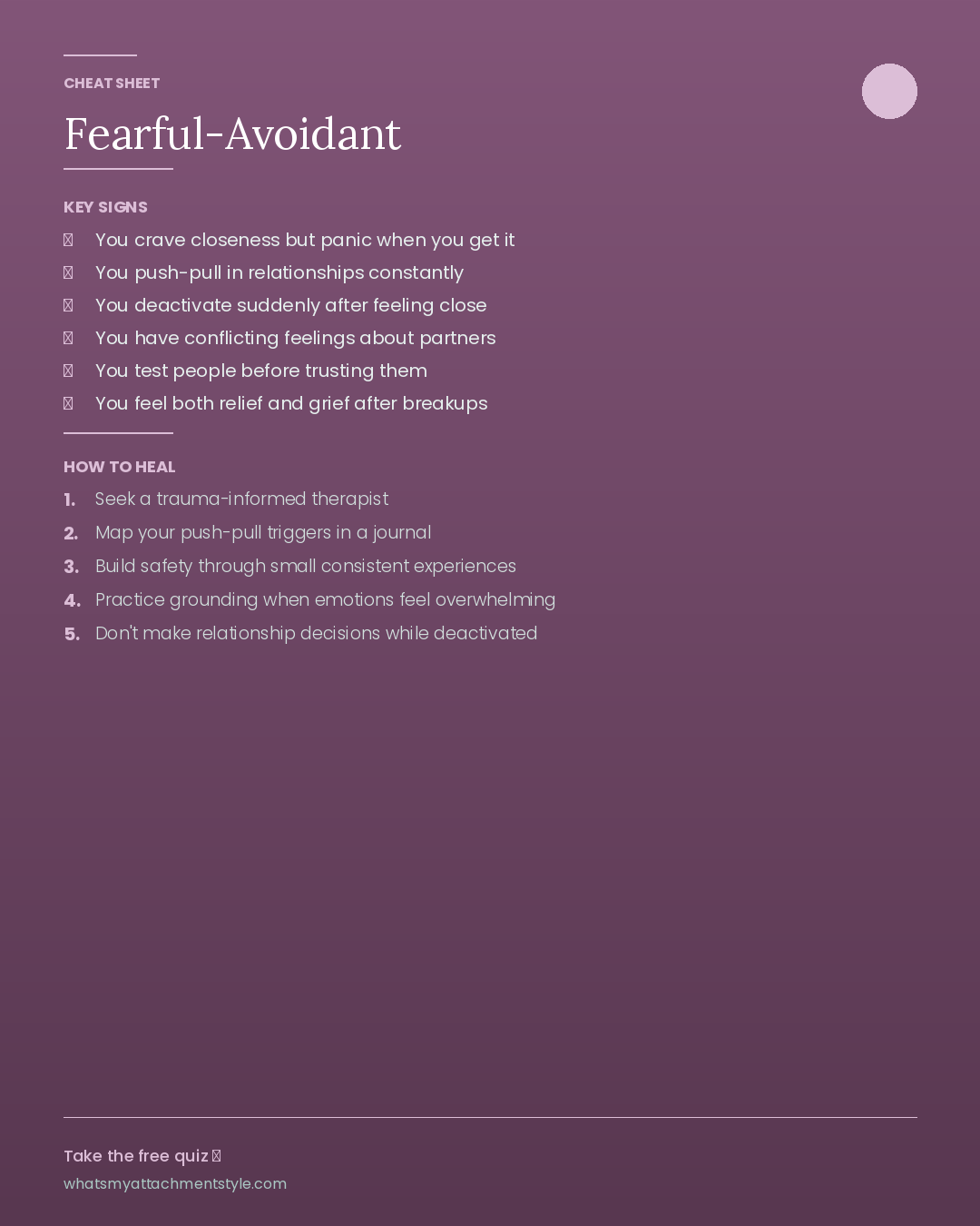 Fearful-Avoidant Attachment Cheat Sheet